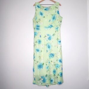 BFA Classics VTG Womens Maxi Dress 18W Green Floral 90s Spring Fairycore Y2K